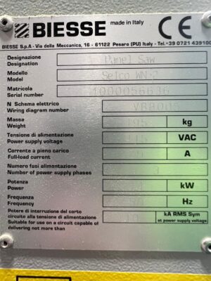 BIESSE SELCO WN2 250 BEAM SAW photo