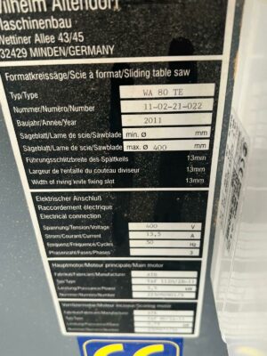 Used Altendorf WA80TE photo